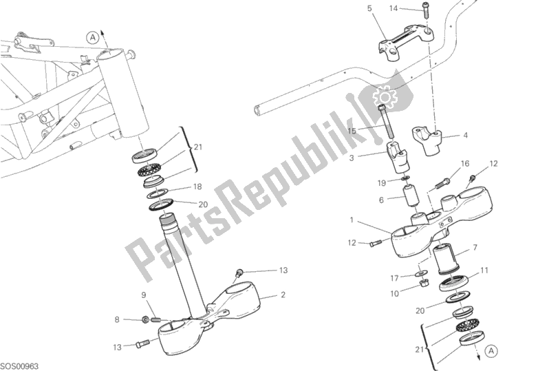 All parts for the Steering Assembly of the Ducati Hypermotard 950 2020
